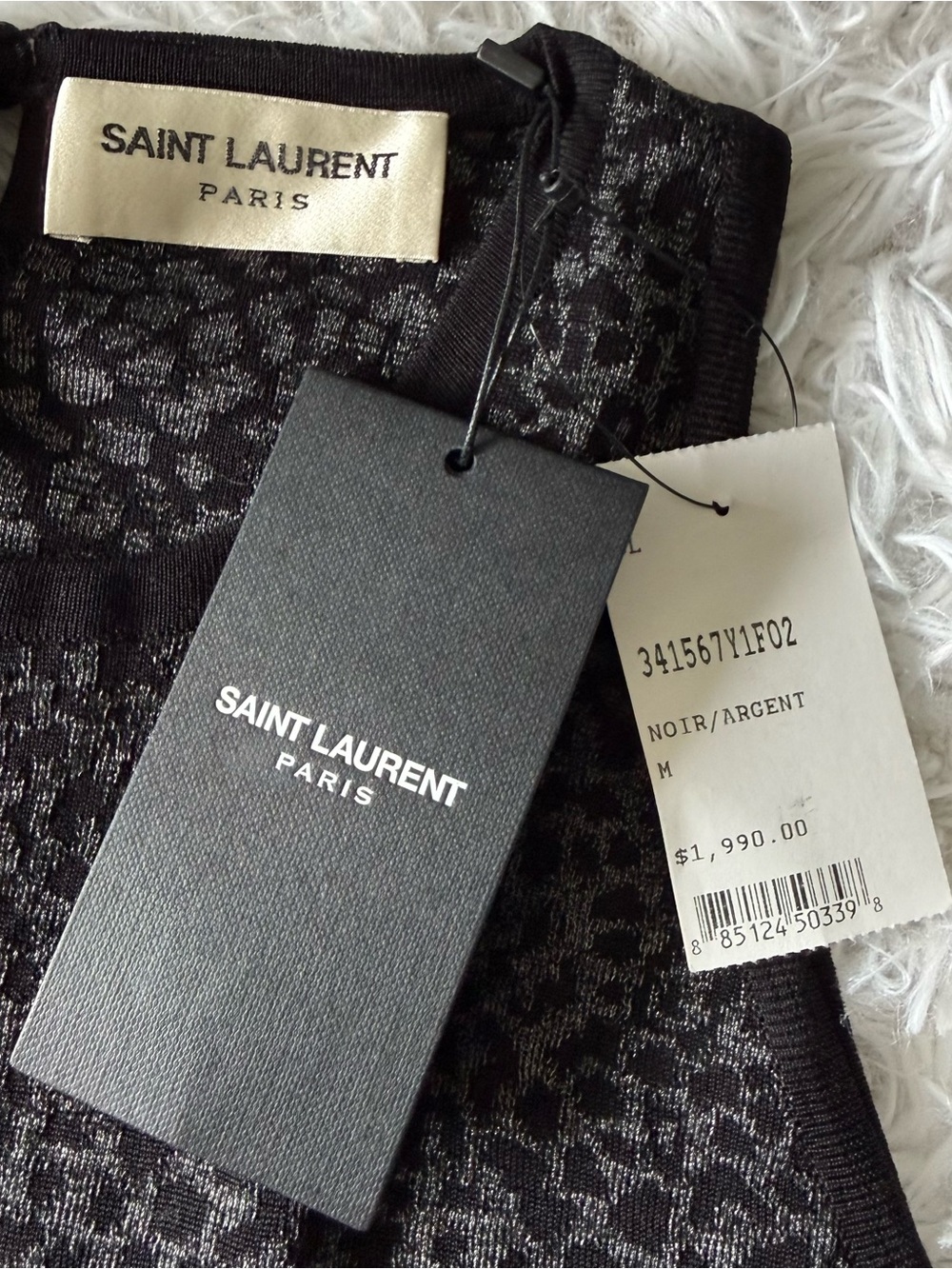 NWT Saint Laurent Black and Gray Leopard Print A-Line Silk Mini Dress Size M - Picture 7 of 10